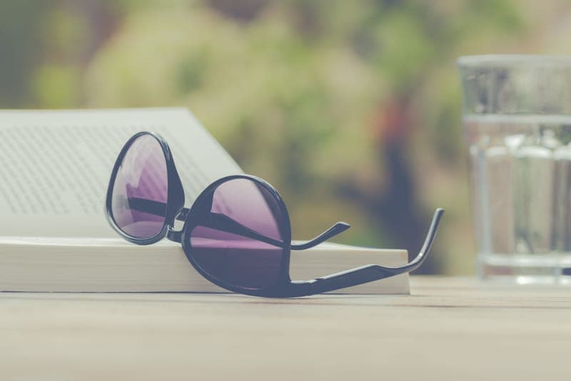 A pair of sunglasses resting on a table