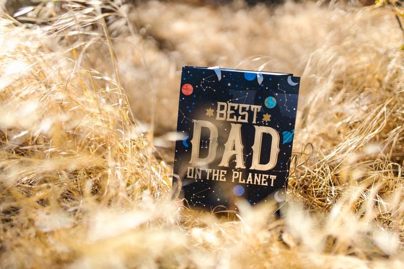 A Father's Day card and gift on a breakfast tray